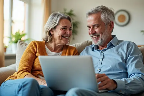 Senior couple working on tax planning from home with expert guidance