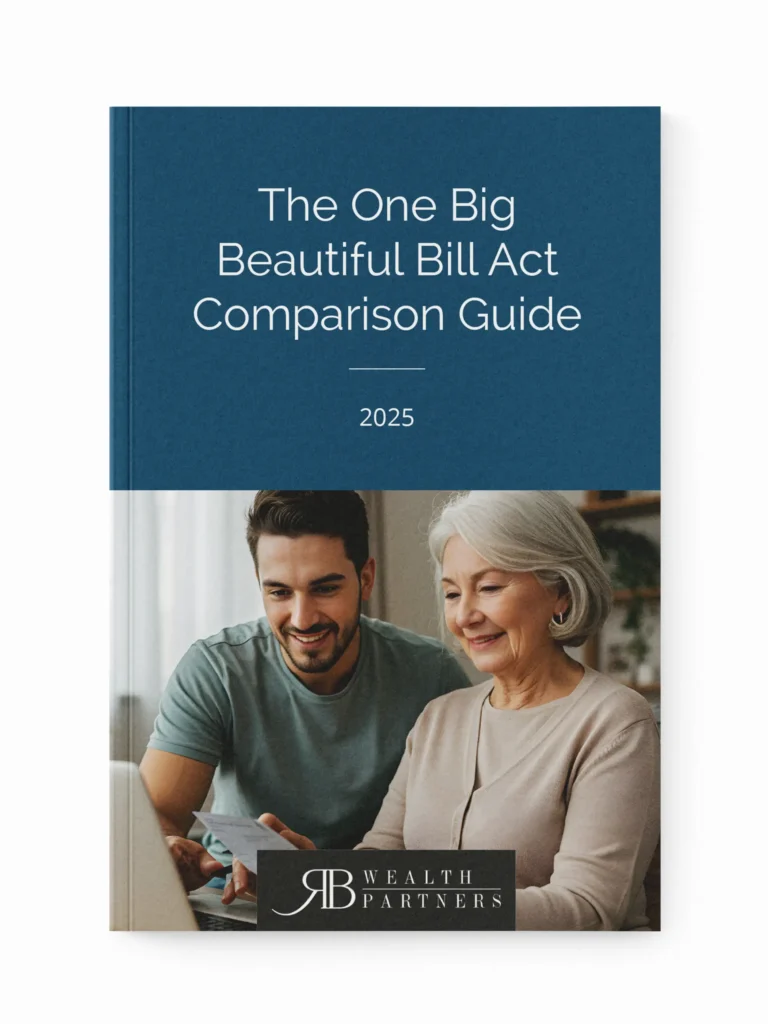Guide cover: 2025 Bill Act comparison guide for financial planning, RB Wealth advisors Charlotte NC
